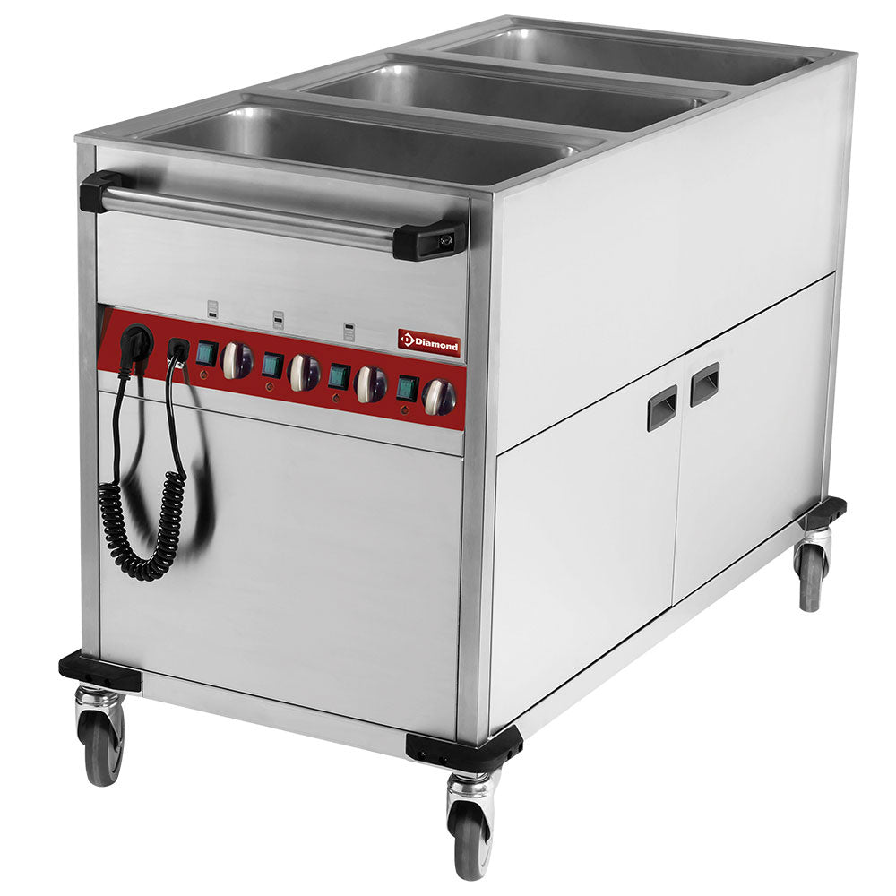 Bain-Marie / Varmevogn 3 GN 1/1 h 150 mm, 3 temperaturer (på varmeskab)