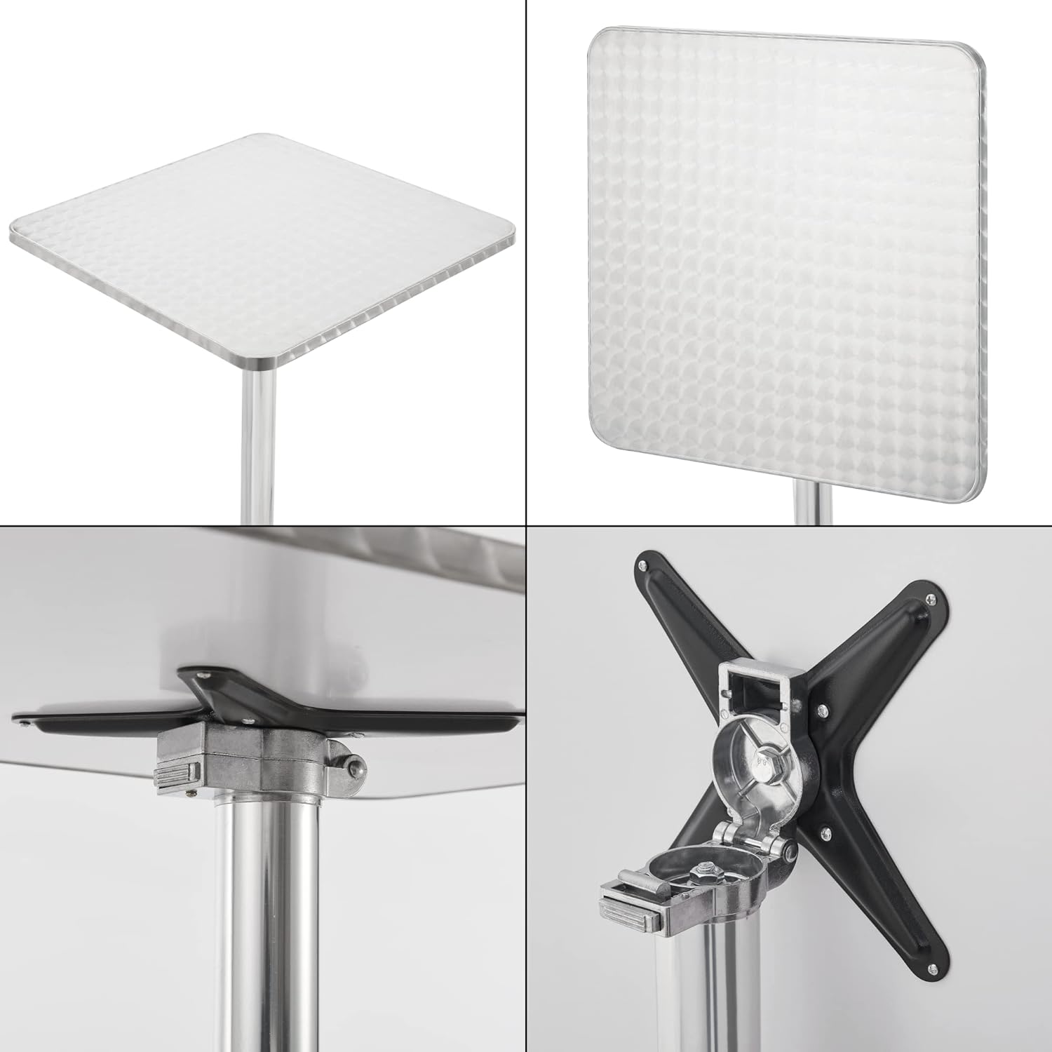 Cafébord - 60x60 cm - stål - sammenklappeligt - 2 stk.