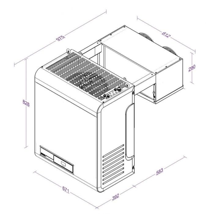 Fryseenhed til fryserum max 17,4 m³ - Wall mount - Temperatur -15 ° -25 ° grader