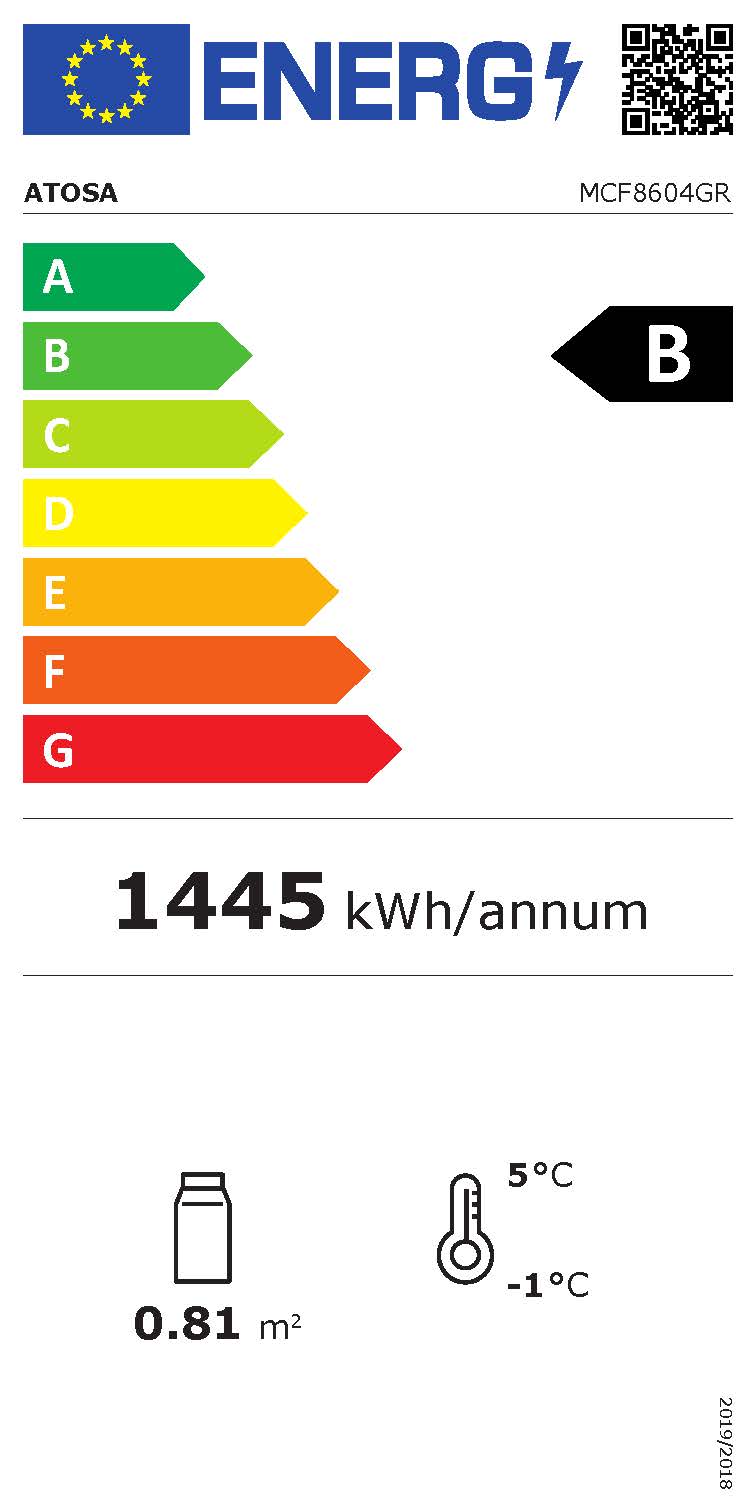 Industrikøleskab - Glasdør - Rustfrit stål - 449 liter