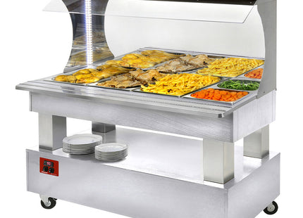 Bain-marie varm vægbuffet 4x GN 1/1-150 (hvidt træ)