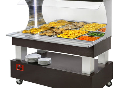 Bain-marie varm vægbuffet 4x GN 1/1-150 (Wengé træ)