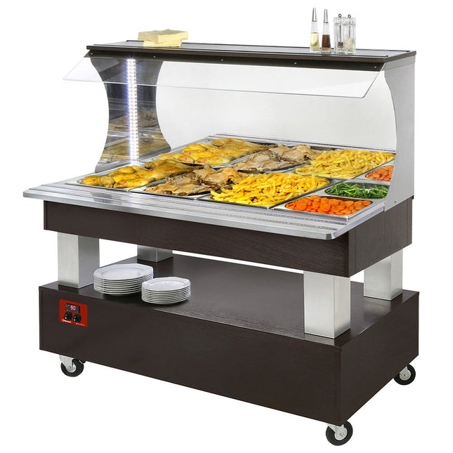 Bain-marie varm vægbuffet 4x GN 1/1-150 (Wengé træ)