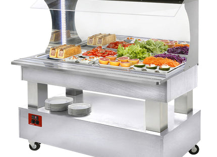 Buffet - Vægkølet salatbar, 4x GN 1/1-150 (hvidt træ)