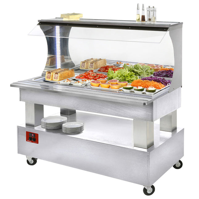 Buffet - Vægkølet salatbar, 4x GN 1/1-150 (hvidt træ)