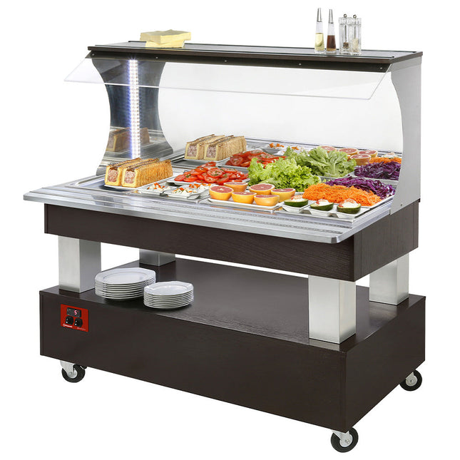 Buffet - Vægkølet salatbar, 4x GN 1/1-150 (Wengé træ)