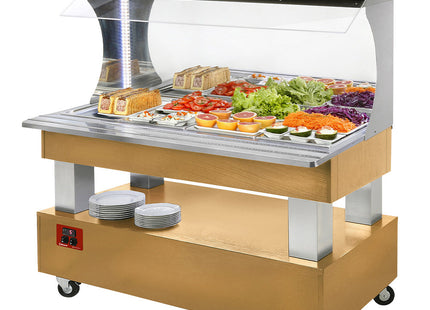 Buffet - Vægkølet salatbar, 4x GN 1/1-150 (Træ lys eg)
