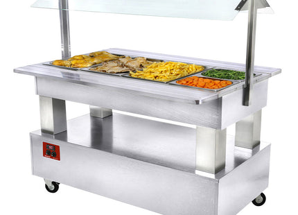 Varmende/bain-marie salatbar, 4x GN 1/1-150 (hvidt træ)