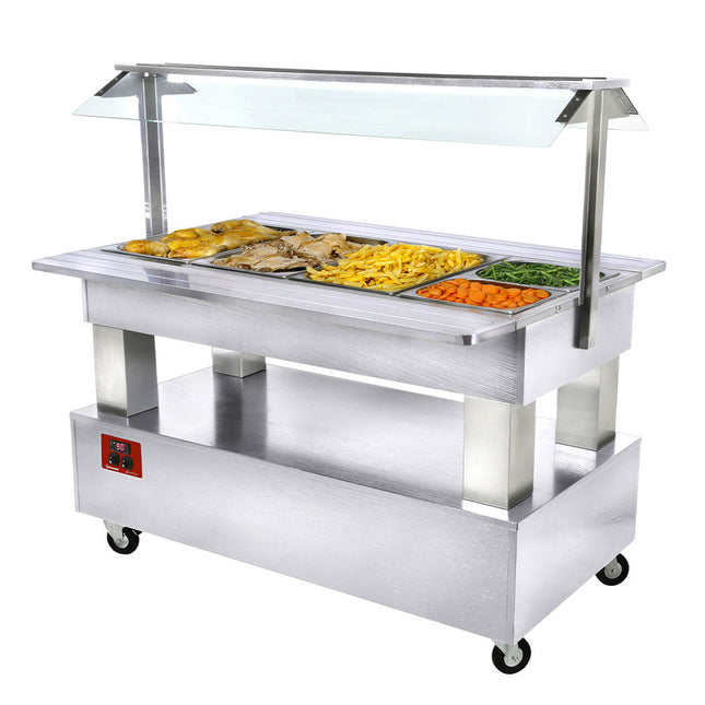 Varmende/bain-marie salatbar, 4x GN 1/1-150 (hvidt træ)