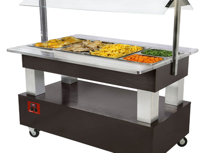 Varmende/bain-marie salatbar, 4x GN 1/1-150 (wengé træ)