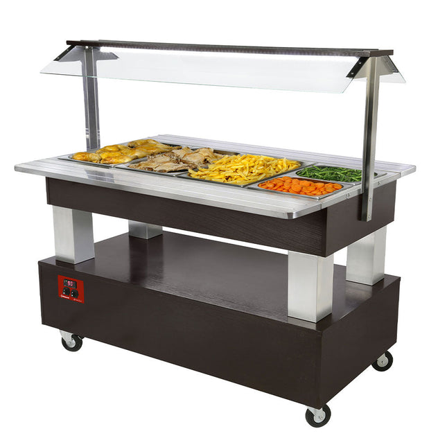 Varmende/bain-marie salatbar, 4x GN 1/1-150 (wengé træ)