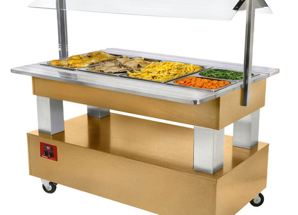 Varmende/bain-marie salatbar, 4x GN 1/1-150 (Træ lys eg)