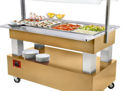 Buffet - Kølet salatbar, 4x GN 1/1-150 (Træ lys eg)