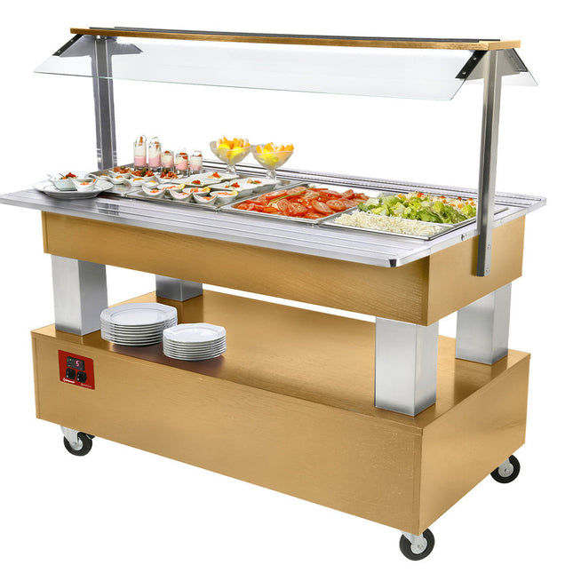 Buffet - Kølet salatbar, 4x GN 1/1-150 (Træ lys eg)