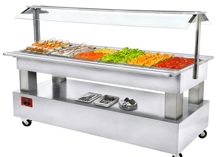 Buffet - Kølet salatbar, 6x GN 1/1-150 (hvidt træ)