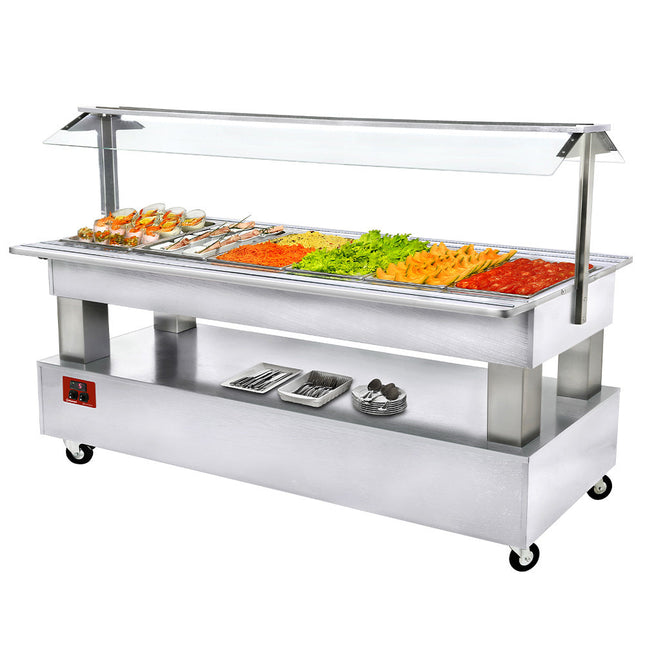 Buffet - Kølet salatbar, 6x GN 1/1-150 (hvidt træ)