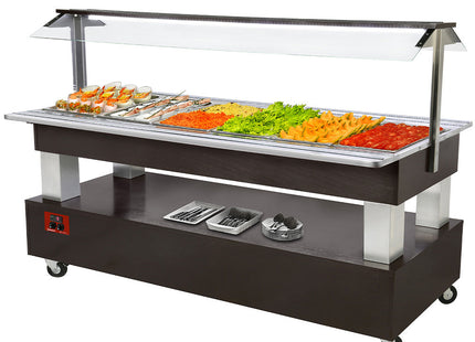 Buffet - Kølet salatbar, 6x GN 1/1-150 (Wengé træ)