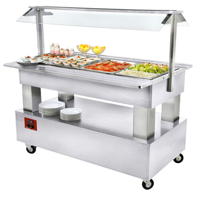 Buffet - Kølet salatbar, 4x GN 1/1-150 (hvidt træ)