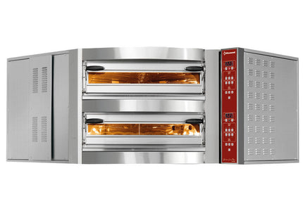 El-ovnhjørneenhed, 2 kamre, 2x 8 pizzaer Ø 350 mm