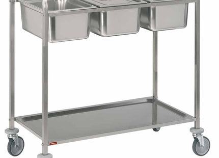 Rustfrit stål Serveringsvogn, 3x GN 1/1 + 1 niveau