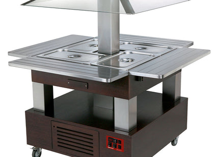 Buffet Ø - Kølet salatbar, motoriseret tag 4x GN 1/1-150 (Wengé træ)