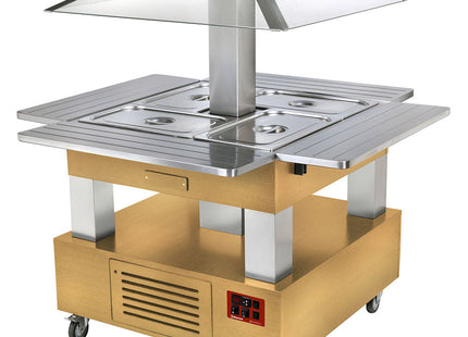 Buffet Ø - Kølet salatbar, motoriseret tag 4x GN 1/1-150 (Træ lys eg)