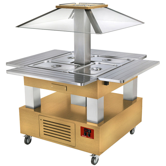 Buffet Ø - Kølet salatbar, 4x GN 1/1-150 (Træ lys eg)