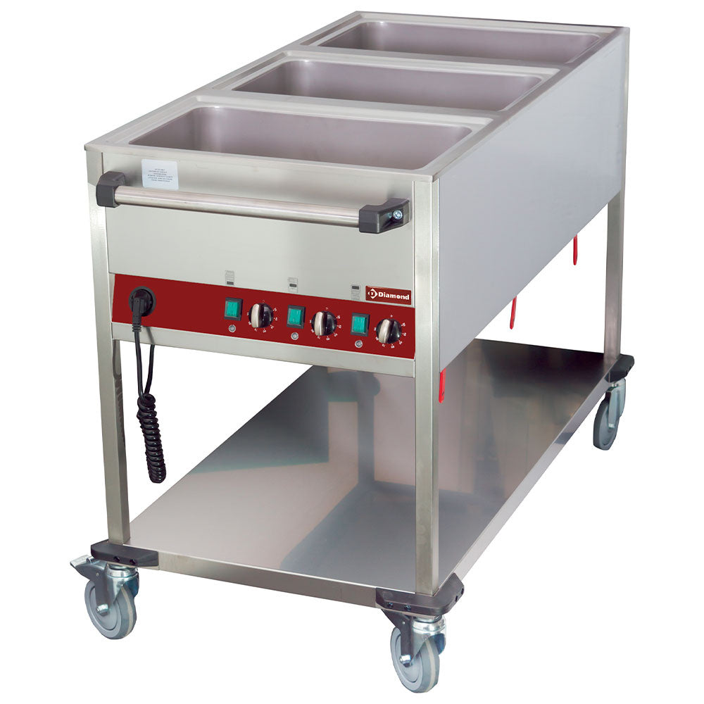 Bain-Marie / Varmevogn 3 GN 1/1 h 150 mm, 3 temperaturer