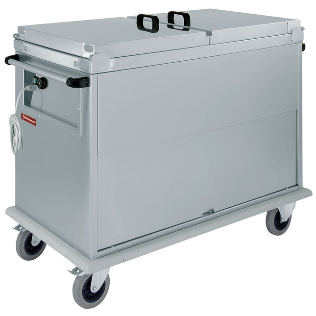 Vogn Bain-Marie 2x GN 1/1, 1 T°, med låg, skab med vippedør