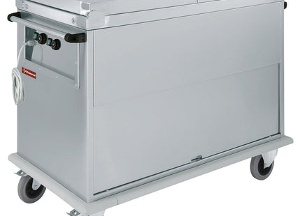 Vogn Bain-Marie 2x GN 1/1, 2 T°, låg, skab med vippedør