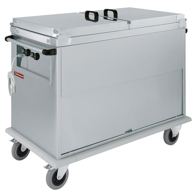 Vogn Bain-Marie 2x GN 1/1, 2 T°, låg, skab med vippedør