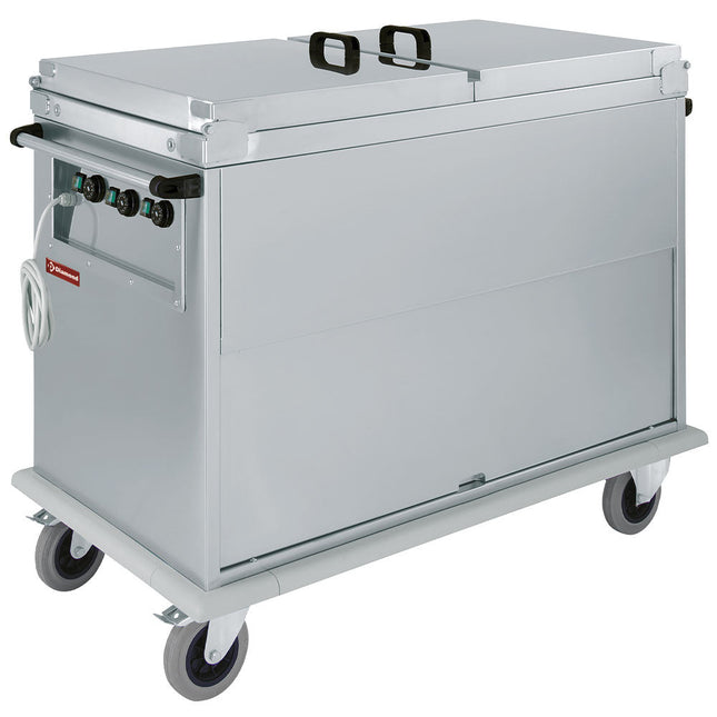 Vogn Bain-Marie 3x GN 1/1, 3 T°, låg, skab med vippedør