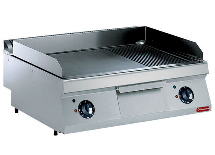 Elektriskstegeplade , 2/3 glat, 1/3 rillet, forkromet -TOP-