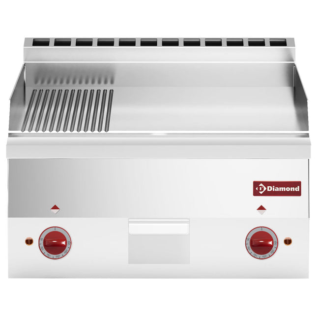 Elektriskstegeplade , 2/3 overflade og 1/3 rillet "chrome" -Top-