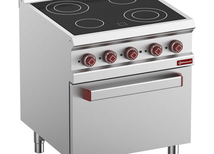 El-komfur glaskeramisk 4 kogeplader, ovn GN 2/1 med el-grill