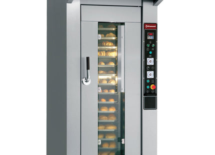 Roterende ovn til bageri og wienerbrød, 15 eller 18 niveauer (450x650 mm eller 500x700 mm)