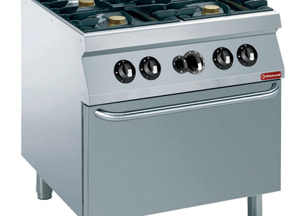 Komfur 4 brændere 5,5 kW, gasovn GN 2/1
