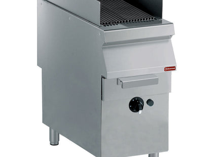 Gasgrill, grill i støbejern, på piedestal