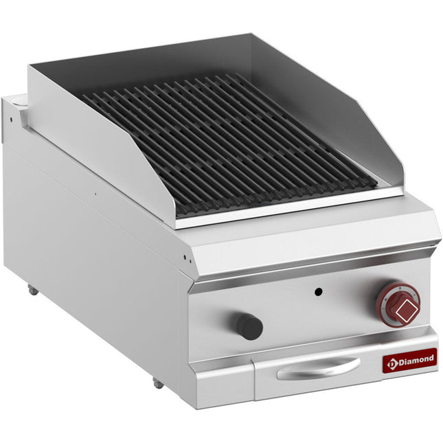 Vandgrill - lavesten grill, modul 1/2, Rist i støbejern "dobbeltsidet"-Top-