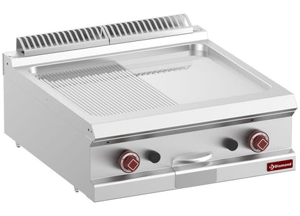 Gas steg top, 1/2 glat 1/2 rillet, hårdforkromet plade, mod.1/1-Top-