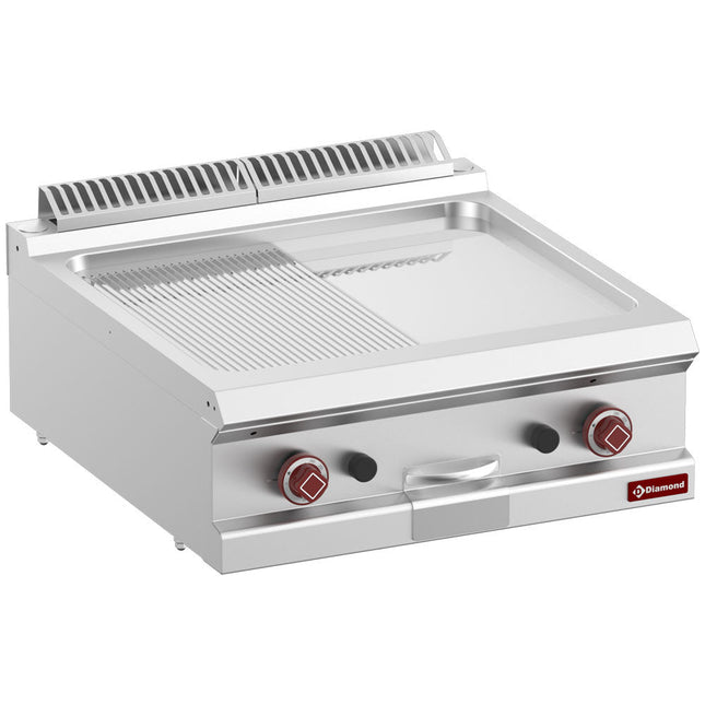 Gas steg top, 1/2 glat 1/2 rillet, hårdforkromet plade, mod.1/1-Top-