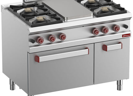 Gas solid top 4 blus, plade med gasovn GN 2/1, skab GN 1/1