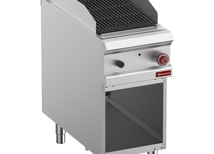 Vandgrill - lavesten grill, 1/2 modul, 2-sidet" støbt støbejern, åbent skab