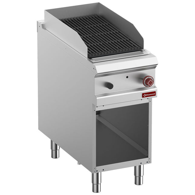 Vandgrill - lavesten grill, 1/2 modul, 2-sidet" støbt støbejern, åbent skab