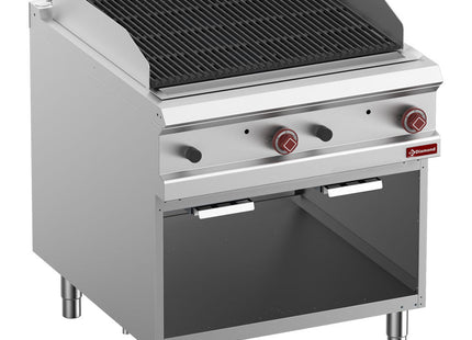 Vandgrill - lavesten grill, modul 1/1, "2 ansigter" støbt støbejern, åbent skab
