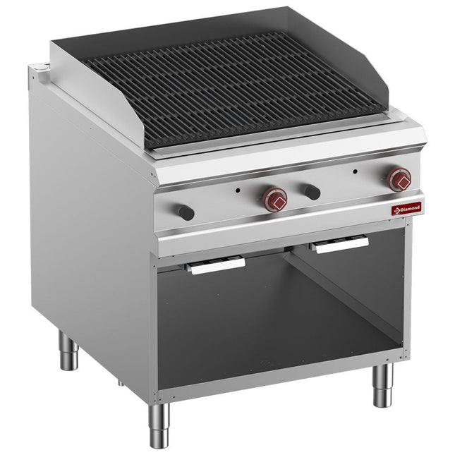 Vandgrill - lavesten grill, modul 1/1, "2 ansigter" støbt støbejern, åbent skab