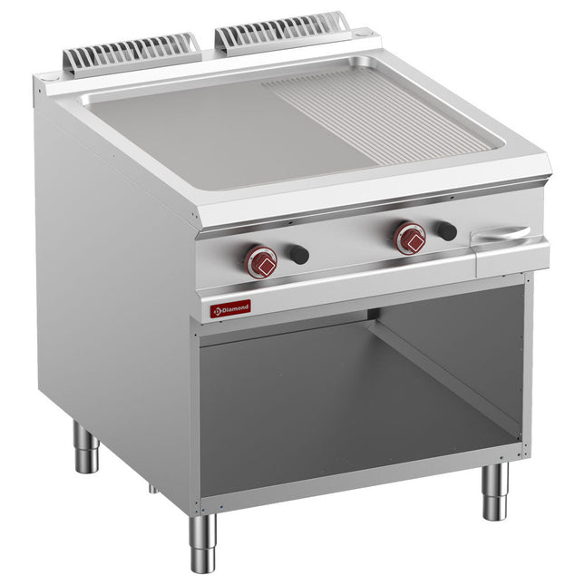 Gas steg top 2/3 glat & 1/3 rillet, modul 1/1, åbent skab