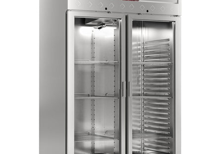 Ventileret køleskab 1400 liter 2 GLASDØRER GN 2/1, på hjul