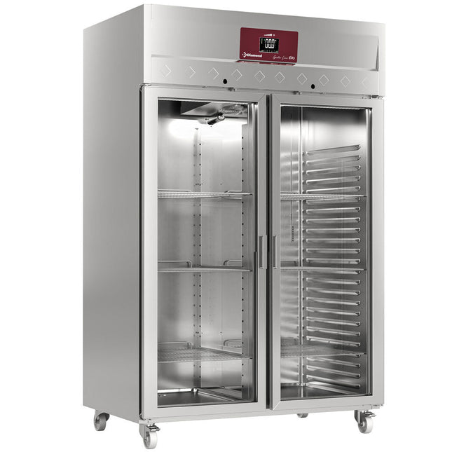 Ventileret køleskab 1400 liter 2 GLASDØRER GN 2/1, på hjul