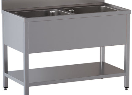 Bord med 2 vaske - underhylde - Mål: 1400 x 700 x 850/880(+100) mm